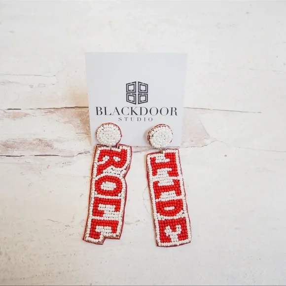 Beaded Classic Roll Tide Alabama Game Day Collegiate Earrings - Picture 1 of 1